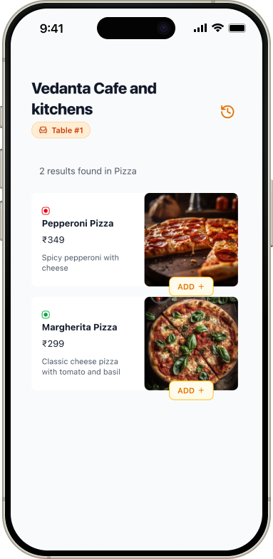 Customer App mockup