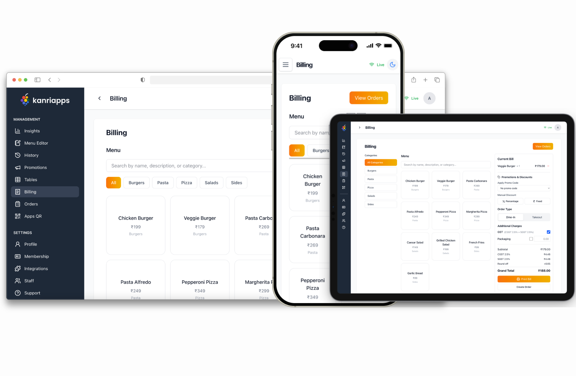 Kanriapps billing interface